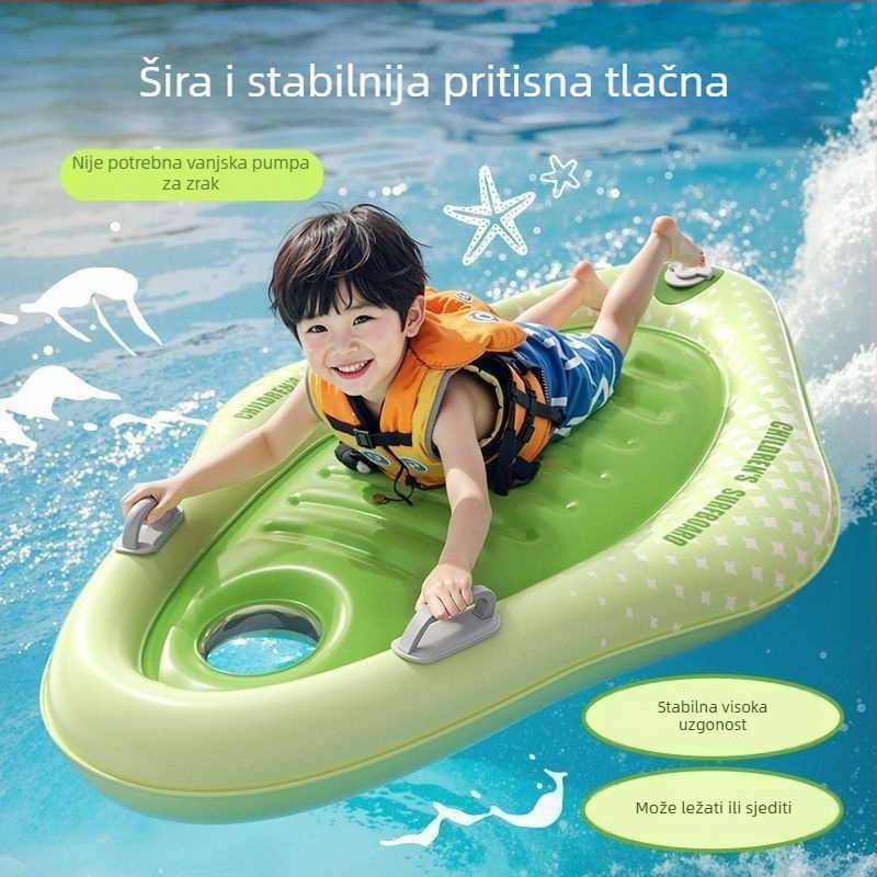 Dječje napuhivo plovilo s integriranom pumpom i sigurnosnom ručkom, ekološki PVC, debljina 0,25 mm, otisnut uzorak, za plivanje i vodene sportove