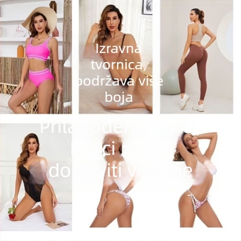 Trodjelni bikini s OEM/ODM prilagodbom, najlon tkanina s poliester podstavom, jastučić za grudi i bez metalne potpore