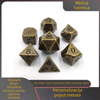 Kovinske kocke od cinkovog zlitka, 20-strane, stil pravokutni kut, paket 100 komada