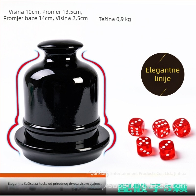 Set kockica od borovine s shaker čašom, 5 kockica, zaobljeni rubovi
