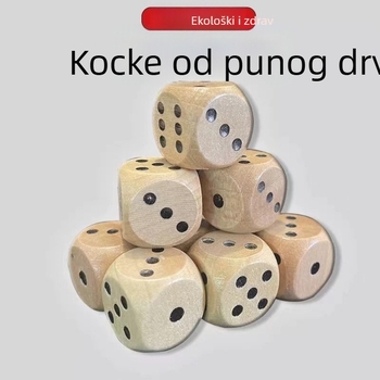 Drvene velike kocke za vanjske igre s 1 cm bodovima, prirodna boja drveta, šareni brojevi, zaobljeni kutovi