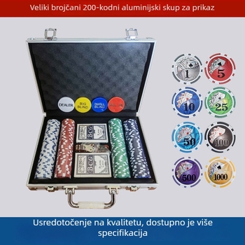 Set od 200 čipova za Baccarat, Mahjong, Domino i Texas Hold\'em, ABS/PP, prilagodljivo, za šah i karte igre