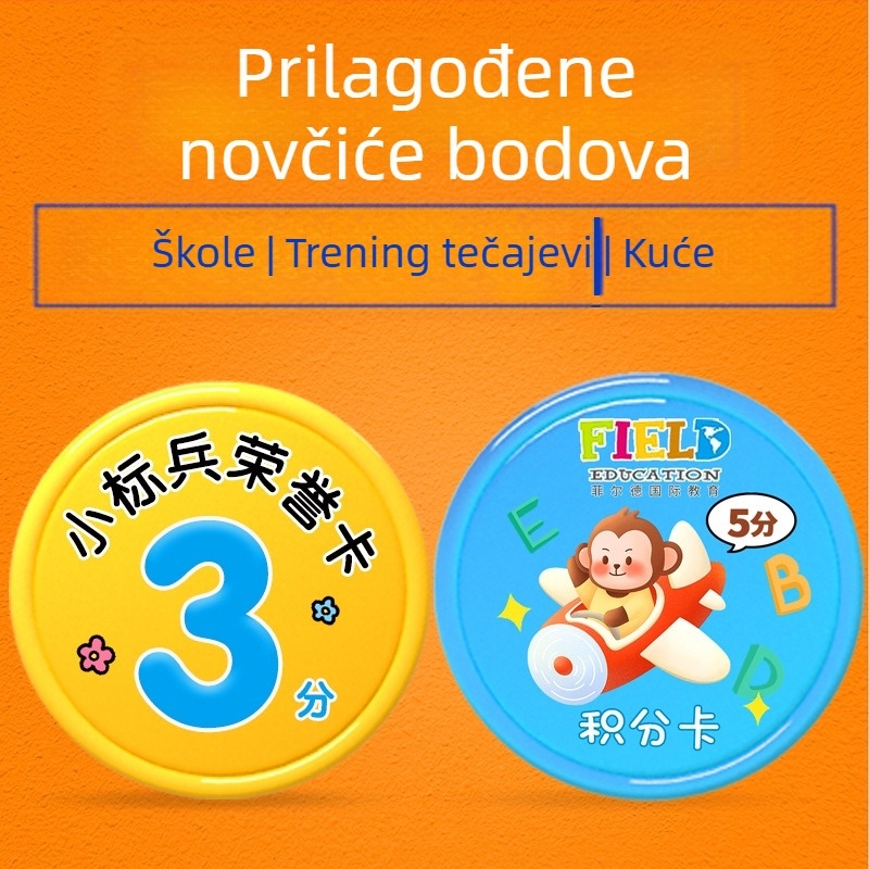 Plastični nagradni novčić za dobre navike, marka Shubo Bear, materijal PS, 500 kom., prilagodljiv