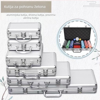 Set kutije za poker žetone od aluminijskog legura, model 300 – 16 komada, prilagodljiva obrada