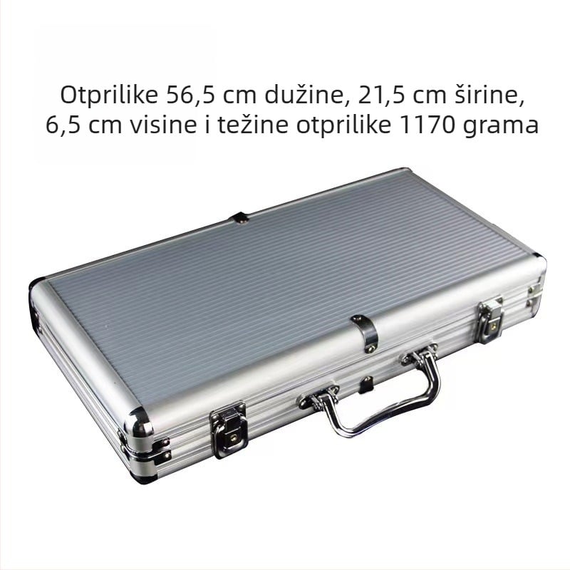 Set kutije za poker žetone od aluminijskog legura, model 300 – 16 komada, prilagodljiva obrada