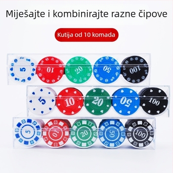 Casino čipovi - ABS materijal, 100 kom u kutiji, 20 kom u rolni, višekamern kalup, pokretni kalup