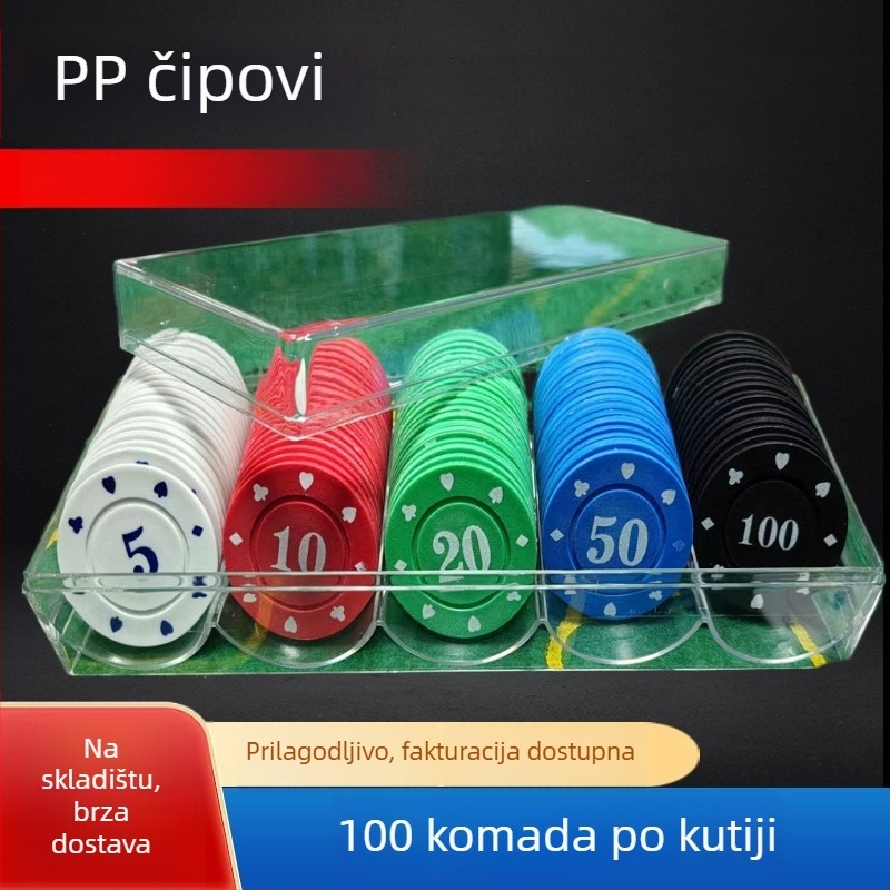 Casino čipovi - ABS materijal, 100 kom u kutiji, 20 kom u rolni, višekamern kalup, pokretni kalup