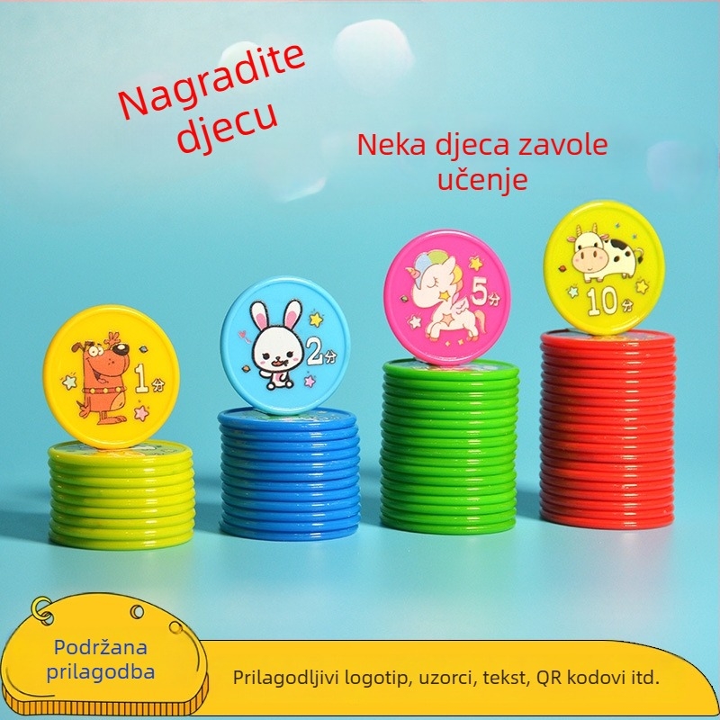 Hanmo plastični žeton za nagrađivanje djece i edukativne igre – bodovni novčići za vrtić i osnovnu školu