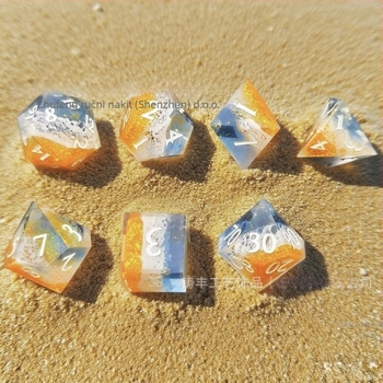 Wave Dice set D4-D20 (7 komada) – kocke od smole sa zaobljenim kutovima, višestrane, prilagodljive