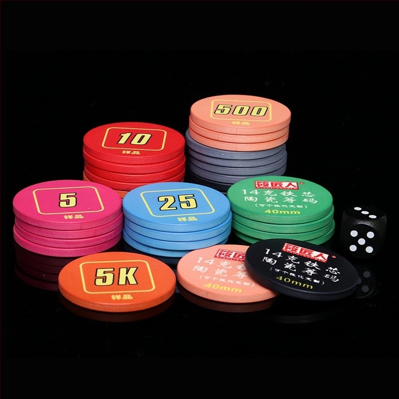 Keramički poker žeton s čeličnim jezgrom za Texas Hold’em – žetoni za dvoranu igara s nominalnim novčićima