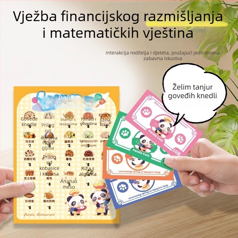 Panda Restaurant stolna igra s kartama za djecu 4–6 godina, slagalica, razvoj intelektualnih sposobnosti i koordinacija ruka-umi