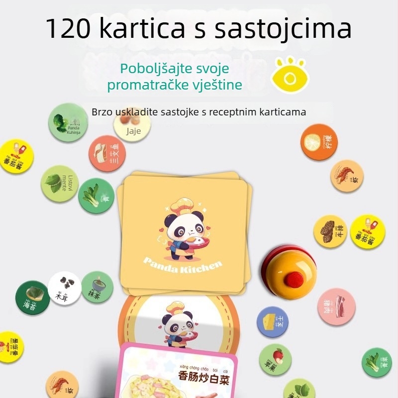 Panda Restaurant stolna igra s kartama za djecu 4–6 godina, slagalica, razvoj intelektualnih sposobnosti i koordinacija ruka-umi