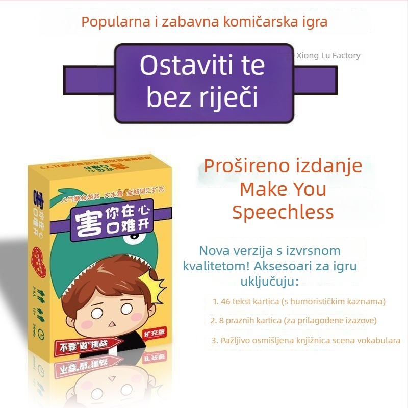 Karte za društvenu igru — zabava, puzzle; Materijal: Papir; Pakiranje: Šarena kutija; Prikladno za dob 7–14 godina