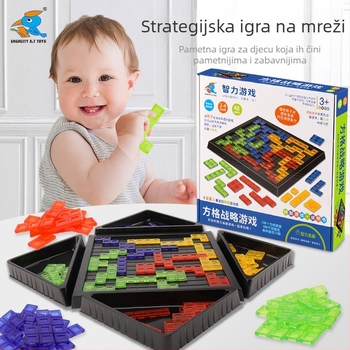 Xingtong Stolna igra za 4 igrača — kvadratna strateška igra, tema Tetris Gladiator, plastični materijal