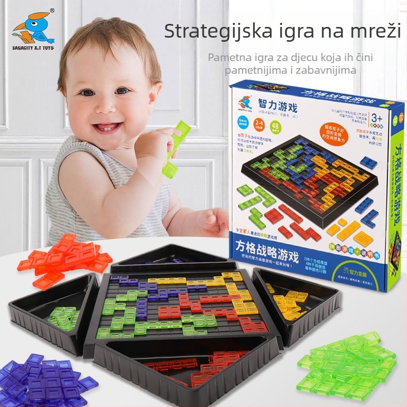 Xingtong Stolna igra za 4 igrača — kvadratna strateška igra, tema Tetris Gladiator, plastični materijal