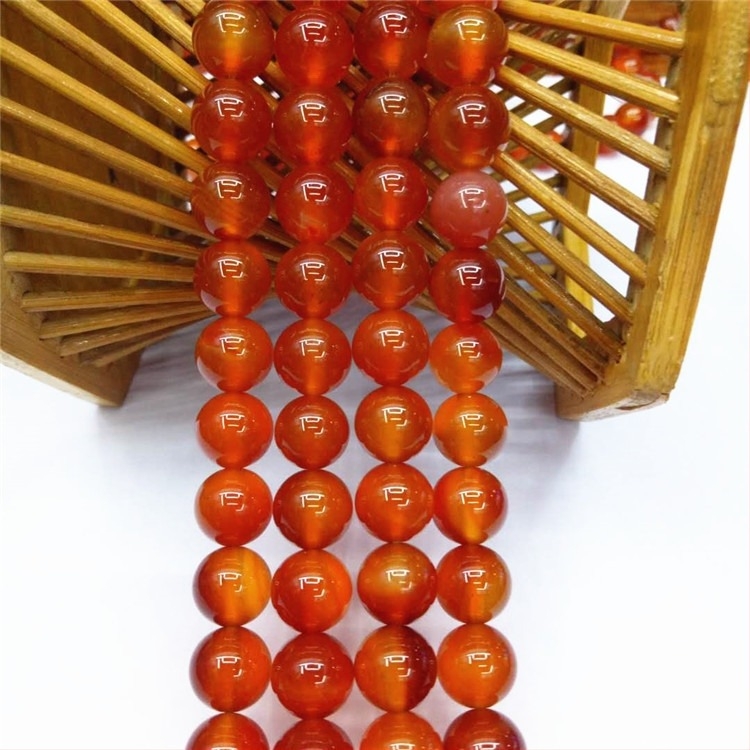 Prirodne narandžasto-crvene ahat perle za DIY nakit – okrugle perle, poluproizvodi