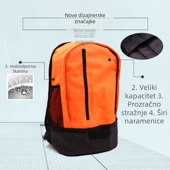Sportski ruksak za nogomet, vodootporan Oxford materijal, prozračan, proširivi kapacitet