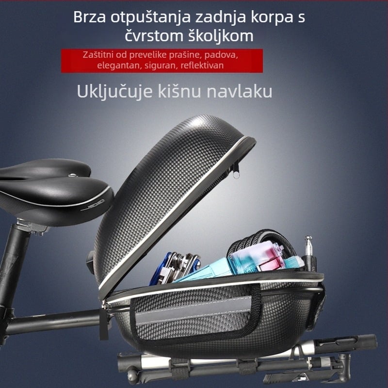 Torba za bicikl Tianqi TQ-315, velika sintetička kožna pannier za stražnji nosač sa svjetlom upozorenja na skladištenje
