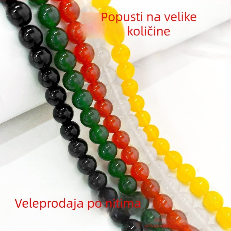 Prirodne okrugle agatne perle, 7A, boje crvena, žuta, zelena, bijela, crna, slobodne perle za DIY izradu privjesaka i ogrlice