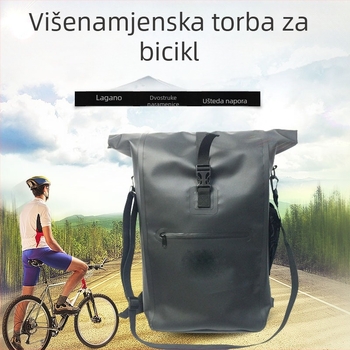 Torba za stražnje sjedalo bicikla, vodootporan PVC, IPX6, kapaciteta 20–23L, s unutarnjom oblogom