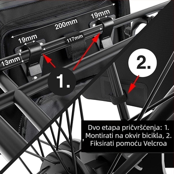 Torba za stražnje sjedalo bicikla, vodootporan PVC, IPX6, kapaciteta 20–23L, s unutarnjom oblogom