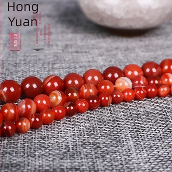 Agatne slobodne perle za DIY nakit – kružne perle s prugastim uzorkom, brušene i polirane, novi kineski stil