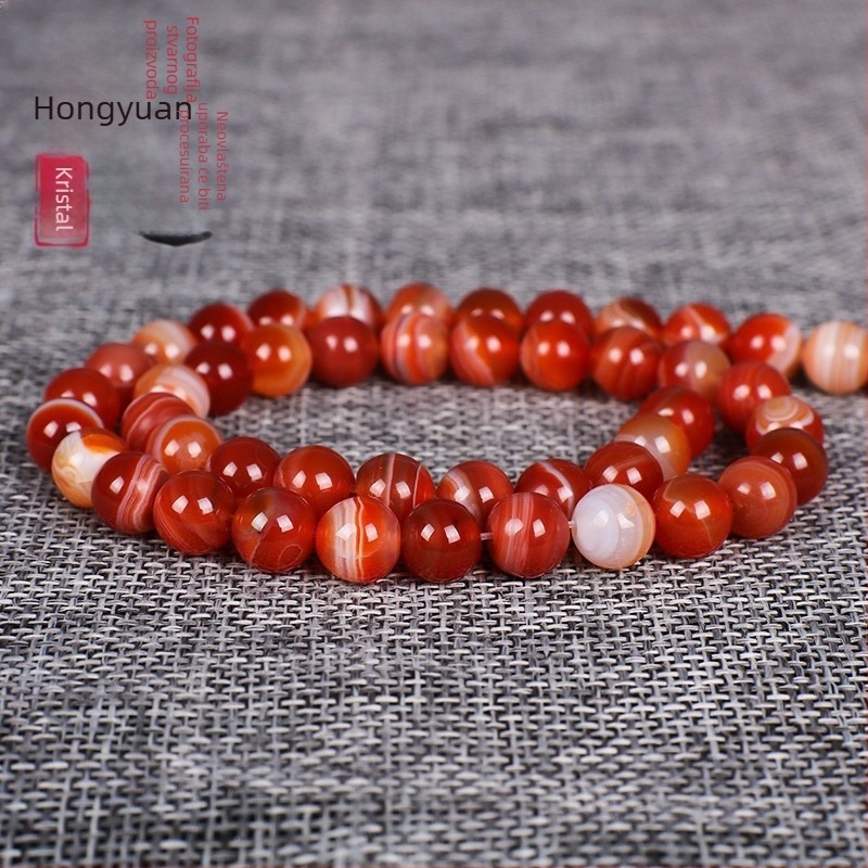 Agatne slobodne perle za DIY nakit – kružne perle s prugastim uzorkom, brušene i polirane, novi kineski stil