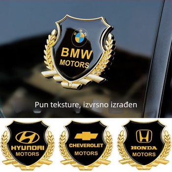 3D metalni automobil emblema s motivom pšenice – bočna značka i stražnja značka za dekoraciju karoserije