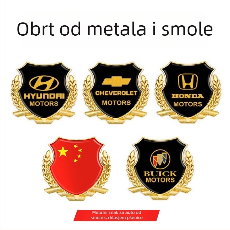 3D metalni automobil emblema s motivom pšenice – bočna značka i stražnja značka za dekoraciju karoserije