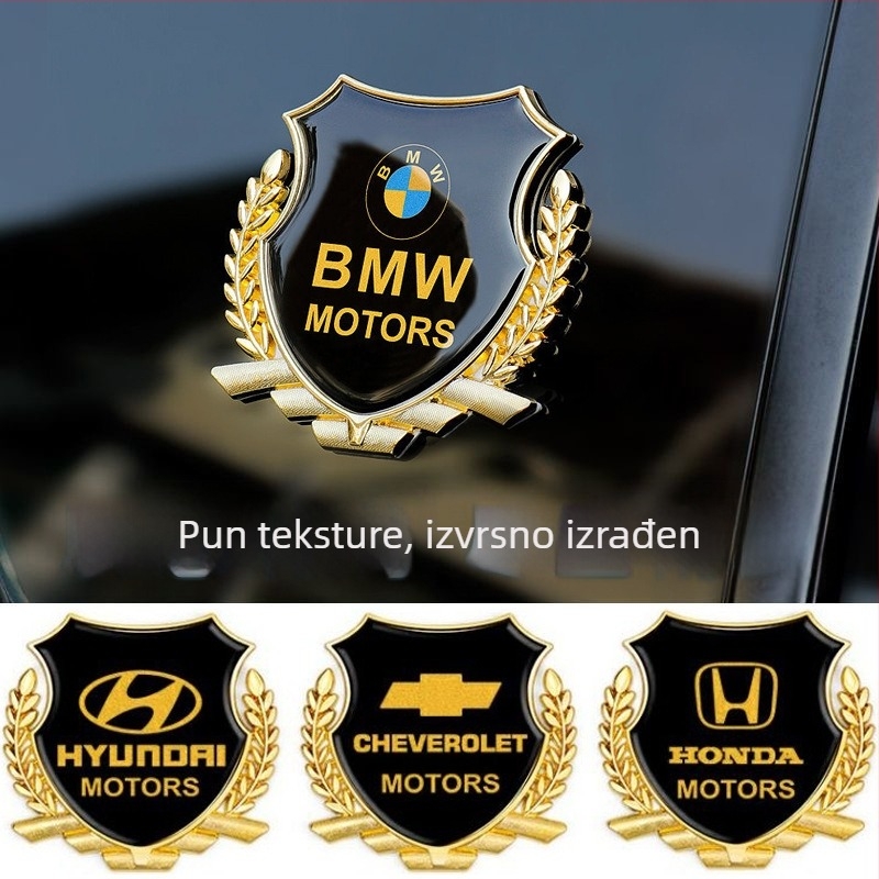 3D metalni automobil emblema s motivom pšenice – bočna značka i stražnja značka za dekoraciju karoserije