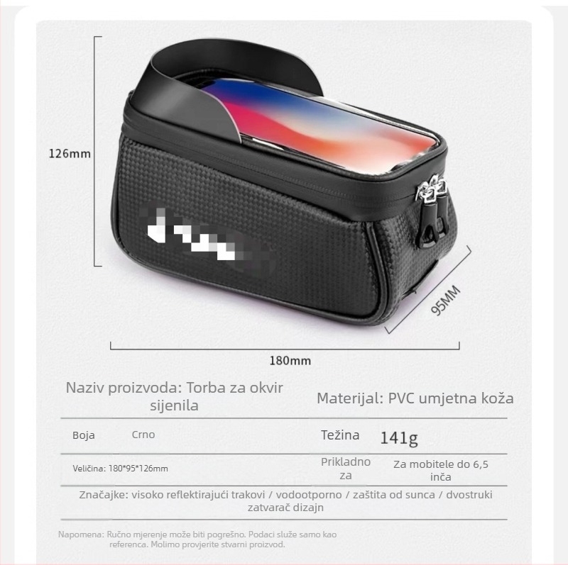 Torba za prednji okvir bicikla - Sintetička koža, za pohranu manjih predmeta