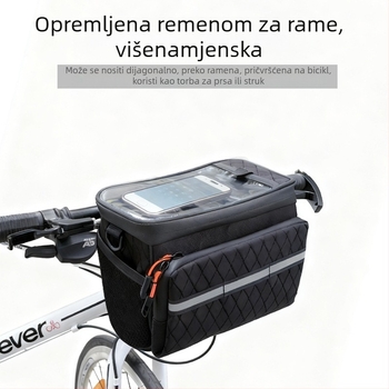 Torba za prednju stranu bicikla, velika kapaciteta, s naramenicom, vodootporna, reflektirajuća, višefunkcionalna