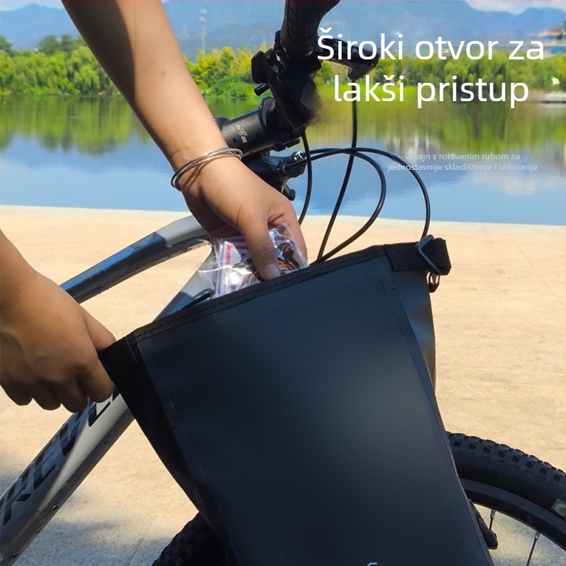 Torba za prednju vilicu za planinski bicikl, vodootporan PVC, kapacitet 6 L, montira se na nosač, samostalno odvojiva