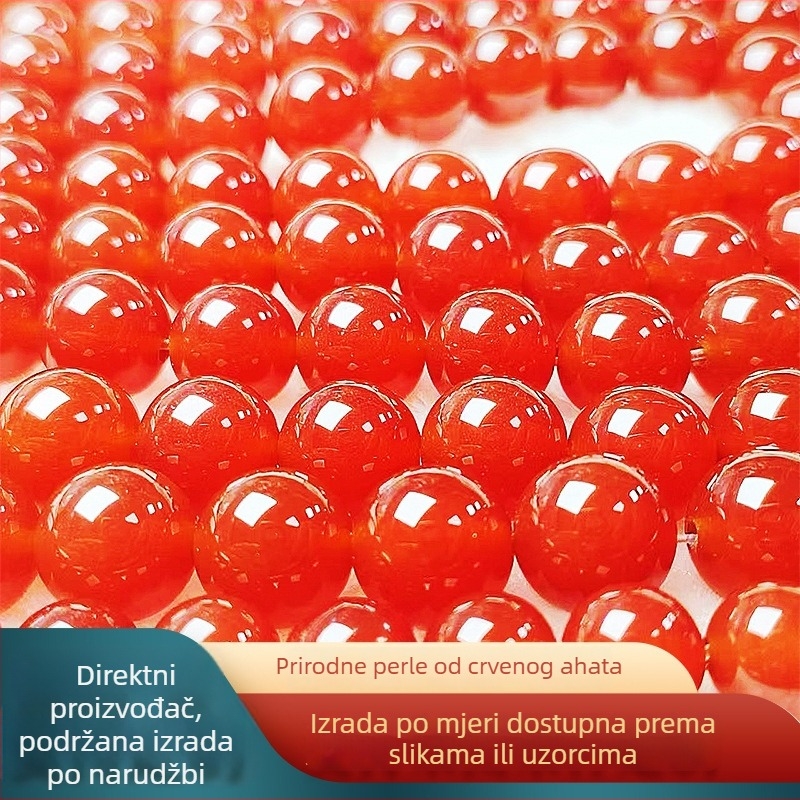7A prirodne crvene ahat kuglice za DIY nakit i narukvice