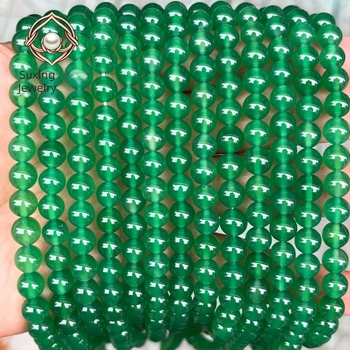 Prirodne zelene ahat kuglice, okrugle, slobodne perle, poluproizvodi za DIY nakit, promjer 2–14 mm