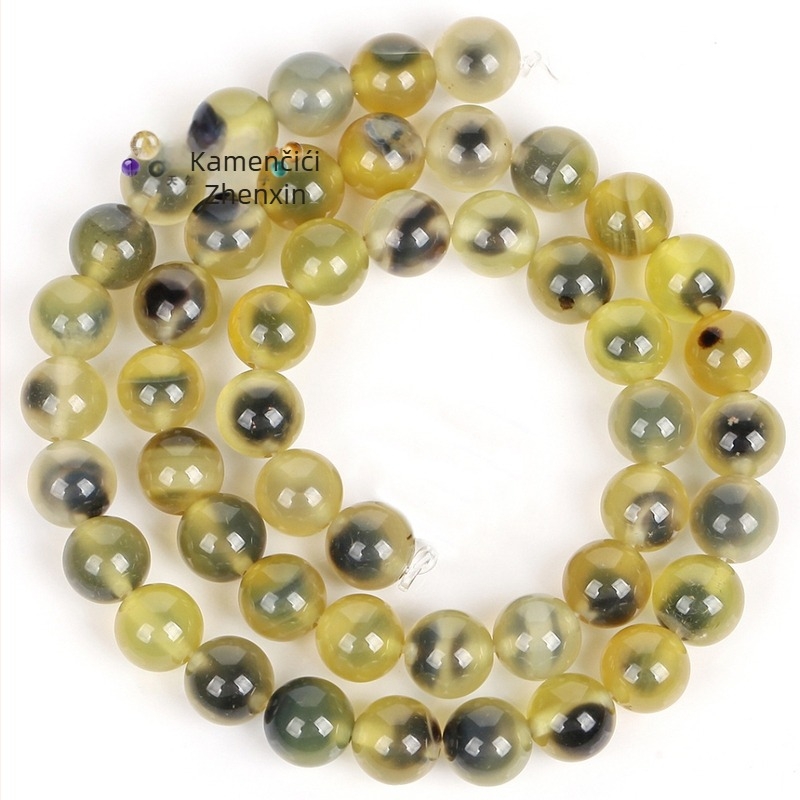 8 mm žute agatne perle za DIY nakit — okrugle perle za narukvicu, poluproizvodi