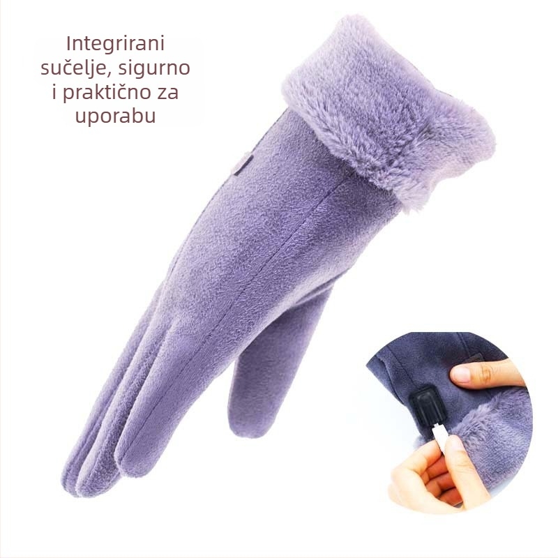 USB grijaće rukavice od velura za vožnju biciklom, s dodirnim zaslonom i inteligentnom regulacijom temperature