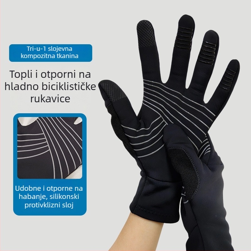 Rukavice za planinarenje s fleece podstavom, vjetrootporn, s osjetljivim zaslonom na dodir, za planinarenje, biciklizam i vožnju