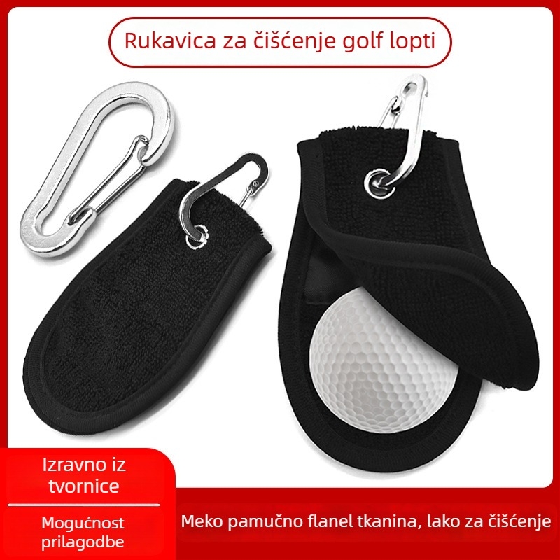 Krpa za čišćenje golf lopti, prijenosni dvostruki ručnik od pamuk-terry materijala, mogućnost ispisa logotipa, prilagodljivo