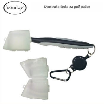 Konday golf dvostruka četka za palicu, poklopac — plastika, otisak logotipa, mogućnost prilagodbe