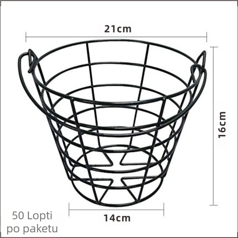 Koš za golf lopte od čelične žice, kapacitet 50 ili 100 lopti, mogućnost prilagođavanja
