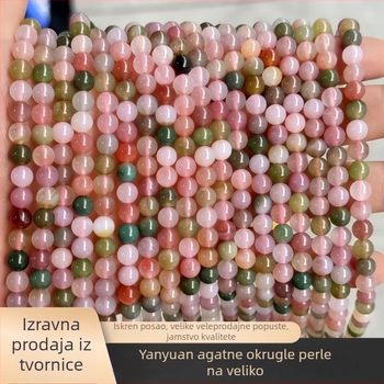 Slobodne perle od agat iz slanog izvora, okrugle, marka Shining, rezanje brušenje poliranje