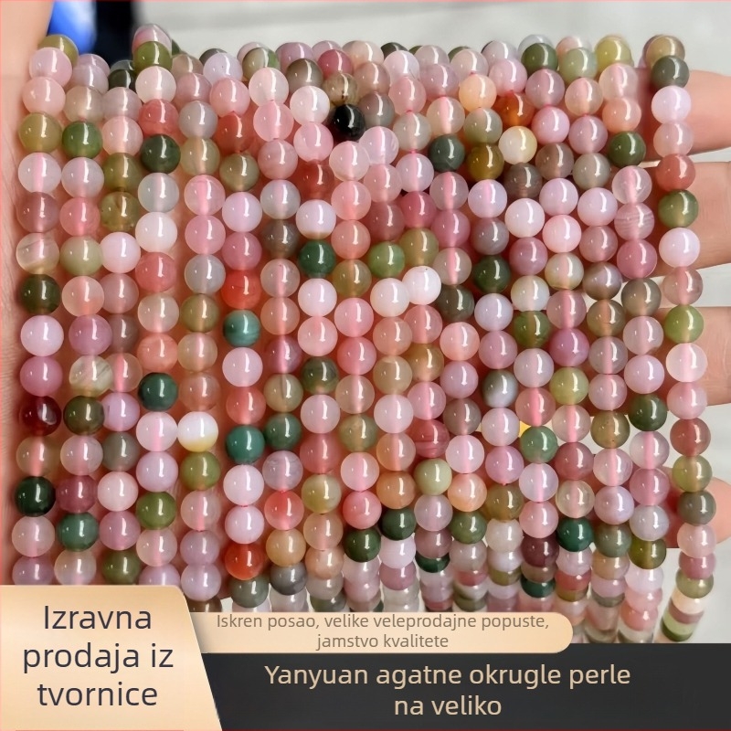 Slobodne perle od agat iz slanog izvora, okrugle, marka Shining, rezanje brušenje poliranje
