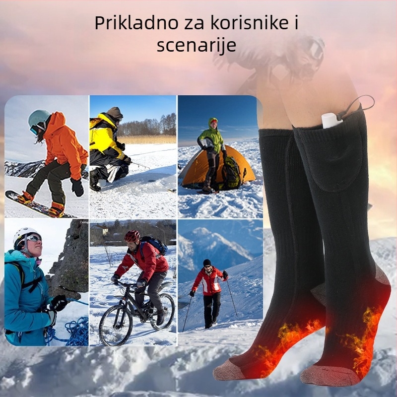 Čarape za grijanje cijelog stopala – punjiva litijska baterija, USB/plug dvostruka upotreba, za skijanje na otvorenom, unisex, model Ys 8006, 3.7V, 4W