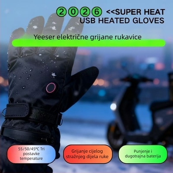 Grijane kožne rukavice s USB napajanjem za odrasle, unisex – za biciklizam i skijanje