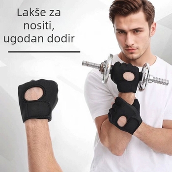 Sportske rukavice – polu prsti, lagane, otporne na klizanje, za trening i vožnju biciklom; Materijal: guma/plastika