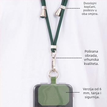 Lančić za mobitel - najlon pleteni užad, unisex stil, metalna kopča