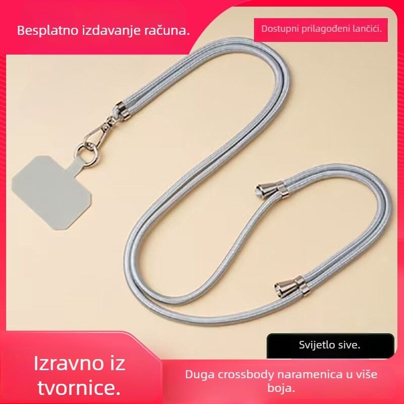 Lančić za mobitel - najlon pleteni užad, unisex stil, metalna kopča