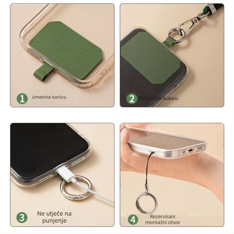 Lančić za mobitel - najlon pleteni užad, unisex stil, metalna kopča