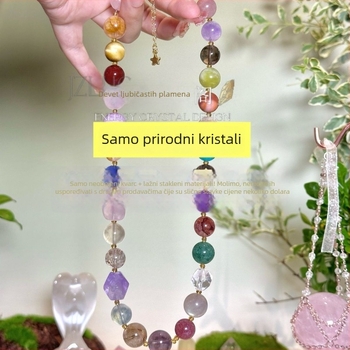 Geometrijski ogrlica s prirodnim kristalom i 18K zlatnim privjeskom, jednostruki, unisex